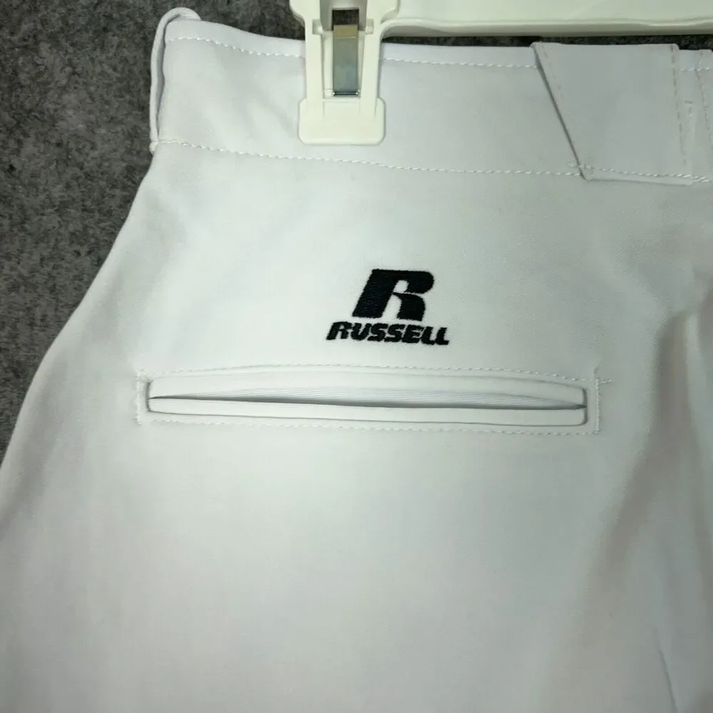 Russell Athletic Womens Softball Pants Extra Large ray White Black Snap‎ Button